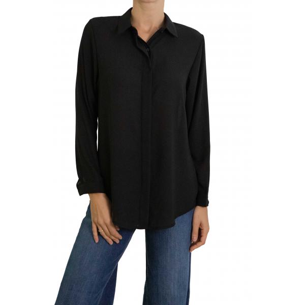 Camicia tinta unita con colletto e bottoni 